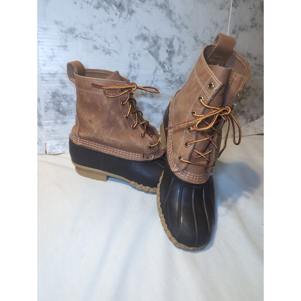 LL Bean Bean Boots 8 Inch Duck USA Maine Made Rain Tan Womens Size 9M 175064